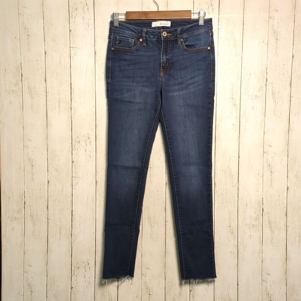 KanCan Skinny Jeans Raw Hem Stretch Denim Medium Wash Size 27